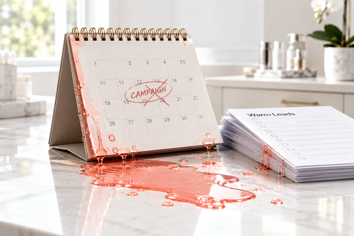 Campaign calendar and follow-up list with coral liquid